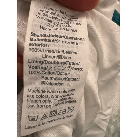 J. Crew Size 8 Paper Bag Linen Wide Leg Pants Cabana Strip Turquoise Jade White - Picture 8 of 9